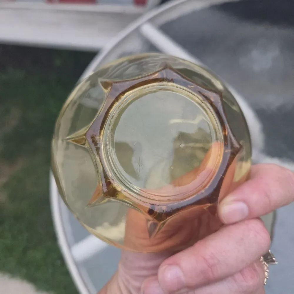 Vintage Unbranded Amber Glass Chip and Dip Bowl Set
